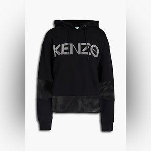 Kenzo Mesh-paneled printed French cotton-terry hoodie worn once size S